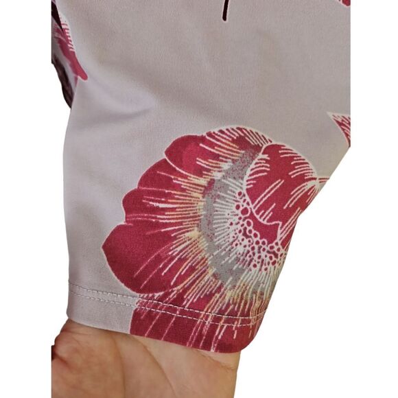 2/$15 Joan Vass Keyhole Neck Tie Lilac Floral Long Sleeve Blouse Top Size M - Picture 3 of 10